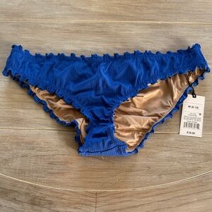 Shade & Shore Women's Swim Cheeky Bottoms in Blue and Tan